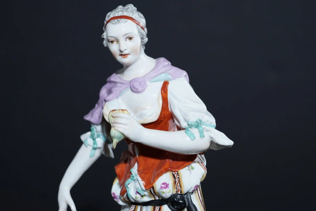 18th Century KPM Berlin Porcelain Woman with pear in hand figure - Estate Fresh Austin