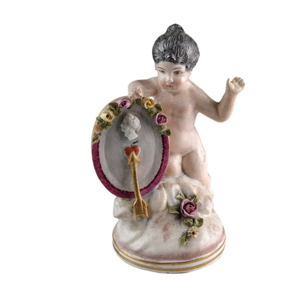 18th century Porcelain Cherub with applied Florals Possibly Capodimonte - Estate Fresh Austin