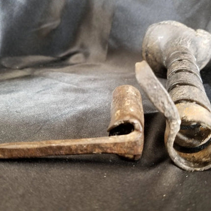 18th Century Spiraled Iron Candlestick and a 1700's Iron Wall Candle Spike - Estate Fresh Austin