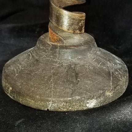 18th Century Spiraled Iron Candlestick with Impressed Makers Mark - Estate Fresh Austin