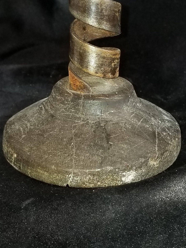 18th Century Spiraled Iron Candlestick with Impressed Makers Mark - Estate Fresh Austin