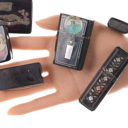 18th/19th century 9ct gold /sterling inlaid Tortoise Shell Etui, Vesta, and othe - Estate Fresh Austin