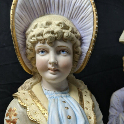 19" c1905 Royal Rudolstadt Bisque Boy/Girl Figure Pair - Estate Fresh Austin