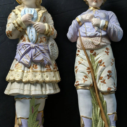 19" c1905 Royal Rudolstadt Bisque Boy/Girl Figure Pair - Estate Fresh Austin