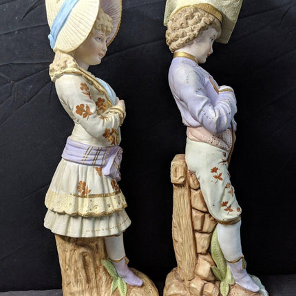 19" c1905 Royal Rudolstadt Bisque Boy/Girl Figure Pair - Estate Fresh Austin