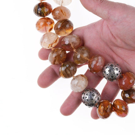 19" Dian Malouf Large beaded crystals and sterling necklace - Estate Fresh Austin