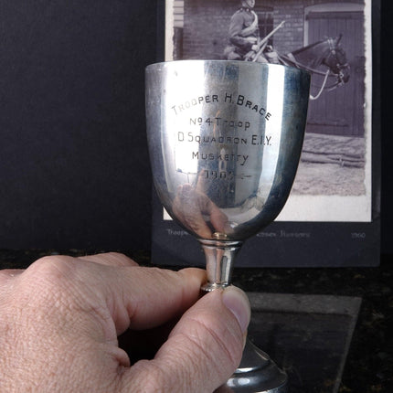 1903 British Sterling Silver Shooting Trophy with Matching Photo Trooper H Brac - Estate Fresh Austin