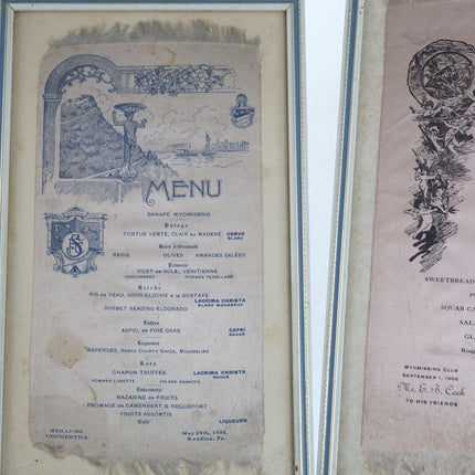1905 Silk Menus from Reading PA Wyomissing Club - Estate Fresh Austin