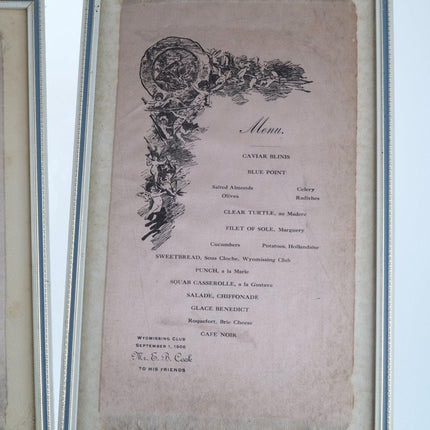 1905 Silk Menus from Reading PA Wyomissing Club - Estate Fresh Austin