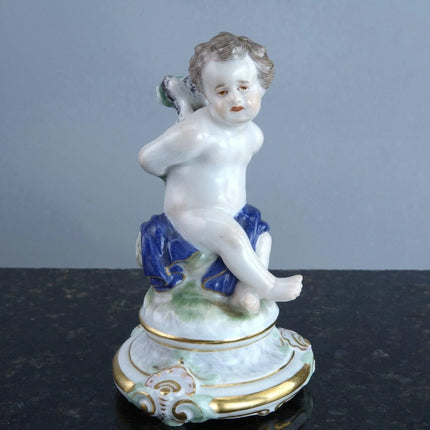1910 Meissen Figure of Cherub with Wings and Hands Bound - Estate Fresh Austin