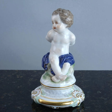 1910 Meissen Figure of Cherub with Wings and Hands Bound - Estate Fresh Austin
