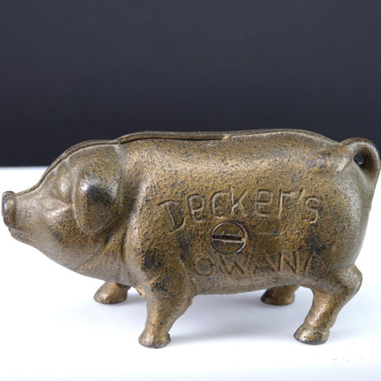 1910's Decker's Iowana Cast Iron Pig Still Bank - Estate Fresh Austin