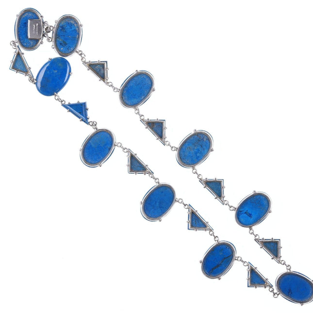 1920's 14" Wachenheimer Art Deco Sterling and blue jasper choker necklace - Estate Fresh Austin