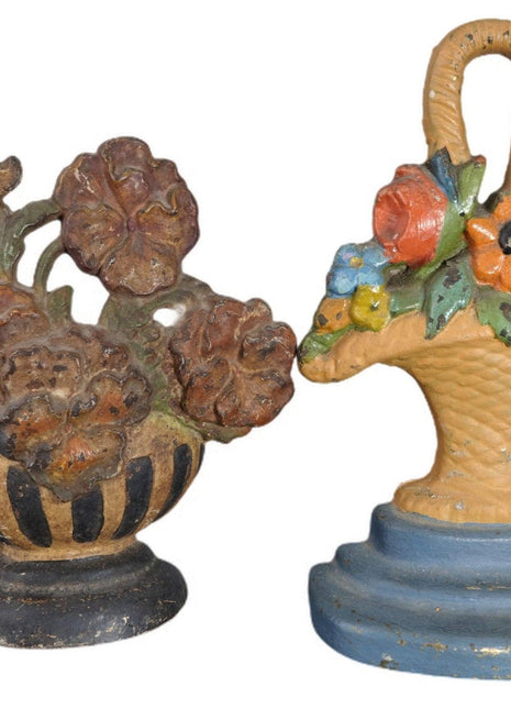 1920's 2 Flower basket doorstops Hubley and Albany factory - Estate Fresh Austin