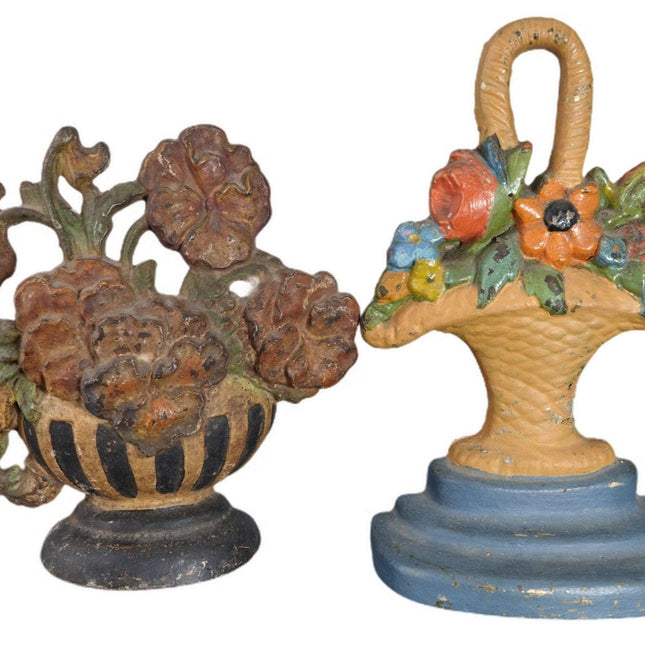 1920's 2 Flower basket doorstops Hubley and Albany factory - Estate Fresh Austin