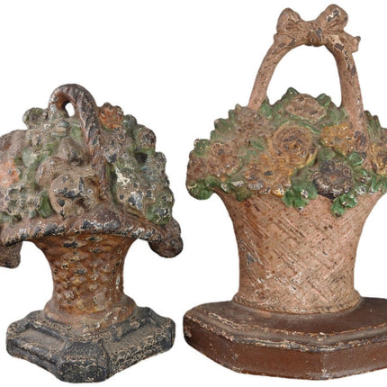 1920's 2 Small flower basket doorstops - Estate Fresh Austin