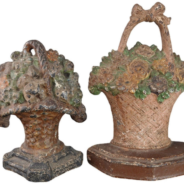 1920's 2 Small flower basket doorstops - Estate Fresh Austin