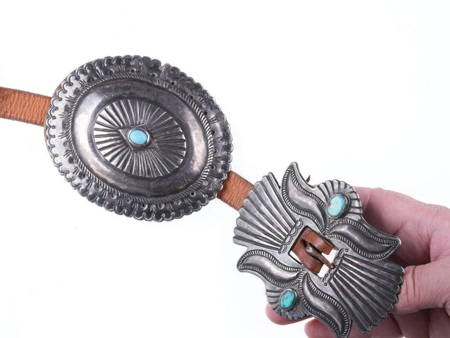 1920's-30's Huge Navajo Silver and turquoise concho belt - Estate Fresh Austin