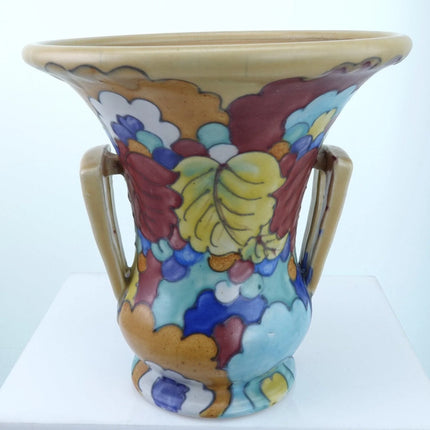 1920's Awaji Japanese Deco Art Pottery Vase Tubelined Squeezbag Decoration in th - Estate Fresh Austin