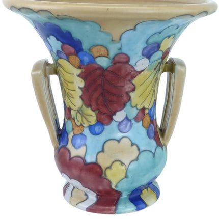 1920's Awaji Japanese Deco Art Pottery Vase Tubelined Squeezbag Decoration in th - Estate Fresh Austin