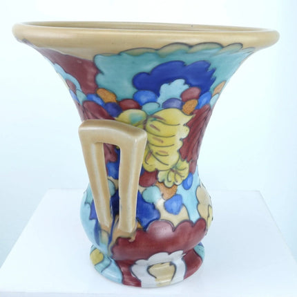 1920's Awaji Japanese Deco Art Pottery Vase Tubelined Squeezbag Decoration in th - Estate Fresh Austin