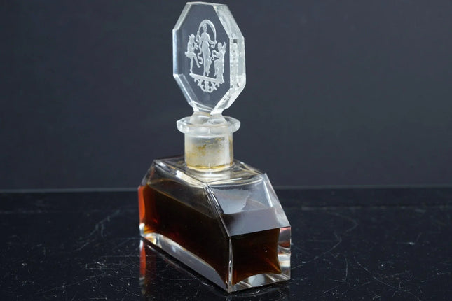 1920's Bohemian Hoffman Intaglio Perfume bottle with stopper - Estate Fresh Austin