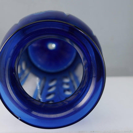 1920's Durand Blue Cut to Clear glass Vase - Estate Fresh Austin