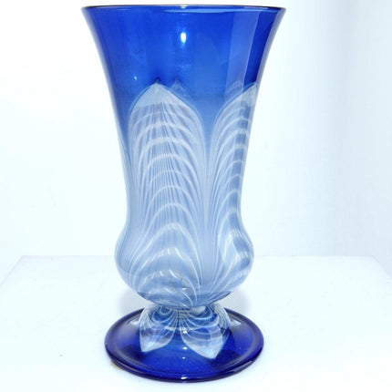 1920's Durand Blue Opalescent Pulled Feather Parfait - Estate Fresh Austin