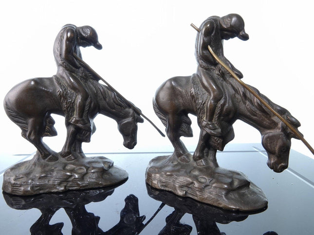 1920's End of Trail Bookends Heavy cast Iron Well cast - Estate Fresh Austin