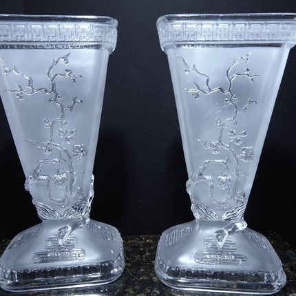 1920's French Art Deco Baccarat Chinoiserie art glass vases - Estate Fresh Austin