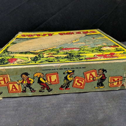 1920's Halsam Wood Safety Blocks Zeppelin Toy In Box - Estate Fresh Austin