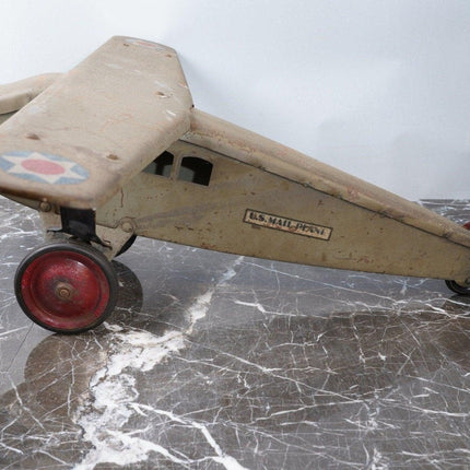 1920's Huge Antique Steel Airplane Toy US Mail Plane - Estate Fresh Austin