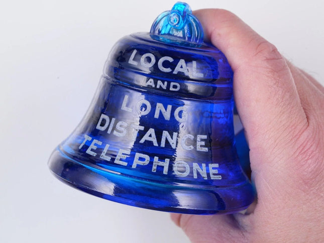 1920's Missouri and Kansas Telephone Company Blue Bell Paperweight - Estate Fresh Austin