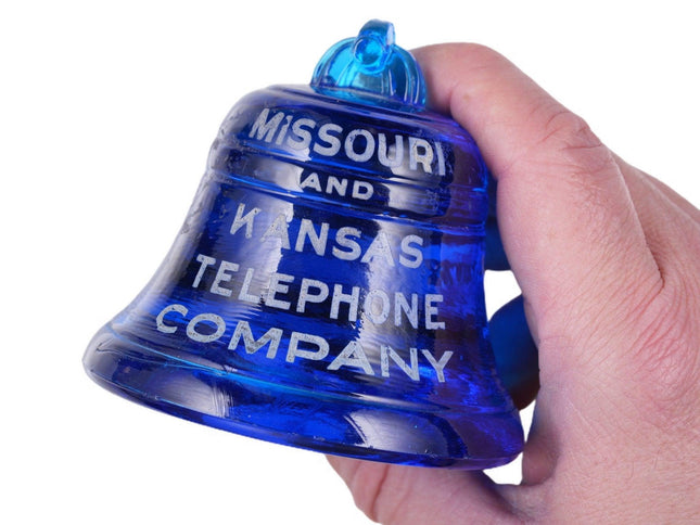 1920's Missouri and Kansas Telephone Company Blue Bell Paperweight - Estate Fresh Austin