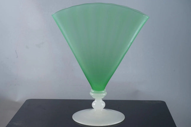 1920's Steuben Carder Era Fan Vase Jade and Alabaster - Estate Fresh Austin