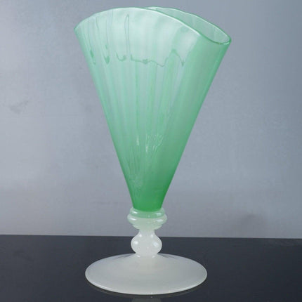 1920's Steuben Carder Era Fan Vase Jade and Alabaster - Estate Fresh Austin