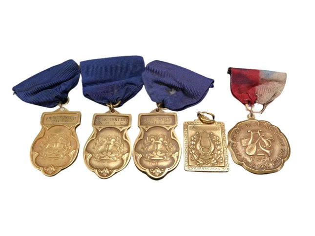 1927-1929 Black Hills University B.H.T.C. South Dakota Flute Band Medals Univers - Estate Fresh Austin