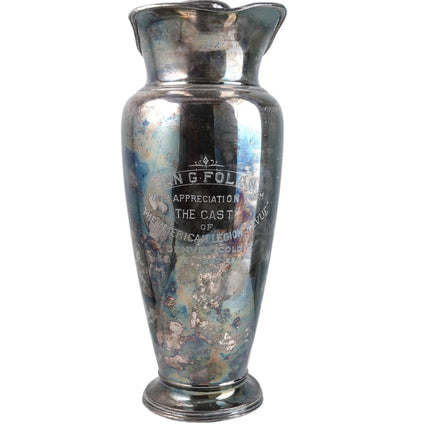 1928 Presentation Cocktail Shaker American Legion "Revue" Cast to Dan G Folan - Estate Fresh Austin