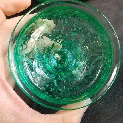 1930's Aquamarine McKee Rock Crystal Sherbet Dishes (6) - Estate Fresh Austin