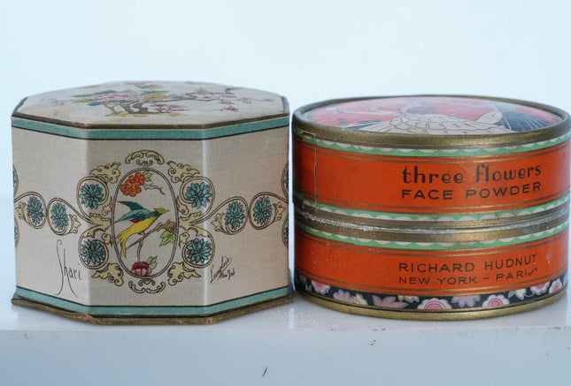1930's Art Deco Face Powder boxes Three Flowers Richard Hudnut Shari Langlois - Estate Fresh Austin
