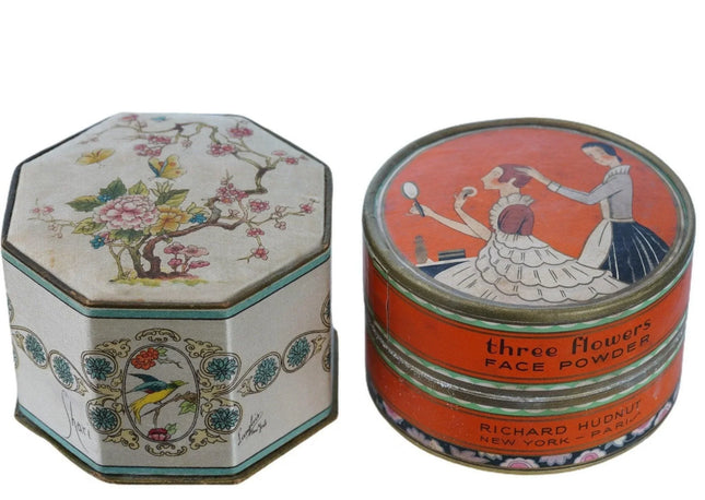 1930's Art Deco Face Powder boxes Three Flowers Richard Hudnut Shari Langlois - Estate Fresh Austin
