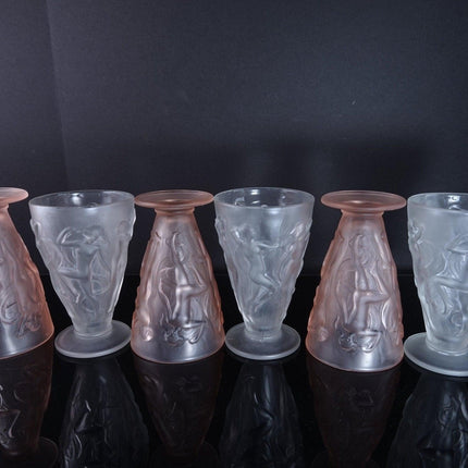 1930's Art Deco Tumblers Dancing Nymphs by Consolidated Martele 9 oz 5 5/1 - Estate Fresh Austin