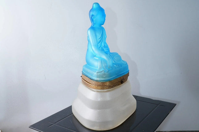 1930's Blue Bohemian art glass Buddha liqueur set - Estate Fresh Austin