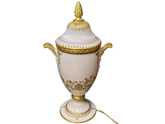 1930's Cambridge Crown Tuscan Rose Point Lamp - Estate Fresh Austin