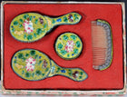 1930's Chinese Enamel Doll/Childrens Brush Mirror/Trinket box and Comb Set - Estate Fresh Austin