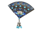 1930's Chinese Sterling Silver EnamelTurquoise gilt filigree fan Brooch pin - Estate Fresh Austin