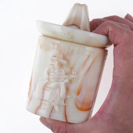 1930's Pickwick 5th Ave New York Mexicali Powder Jar by Akro Agate - Estate Fresh Austin