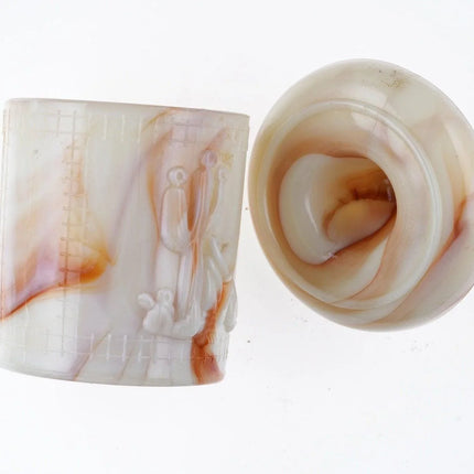 1930's Pickwick 5th Ave New York Mexicali Powder Jar by Akro Agate - Estate Fresh Austin