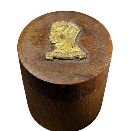 1937 Coronation George VI and Queen Elizabeth Wood Sewing Needle Case Trinket Bo - Estate Fresh Austin