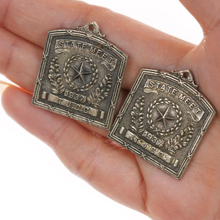 1937 Texas Shotput/Discus TJCC State Meet sterling medals - Estate Fresh Austin